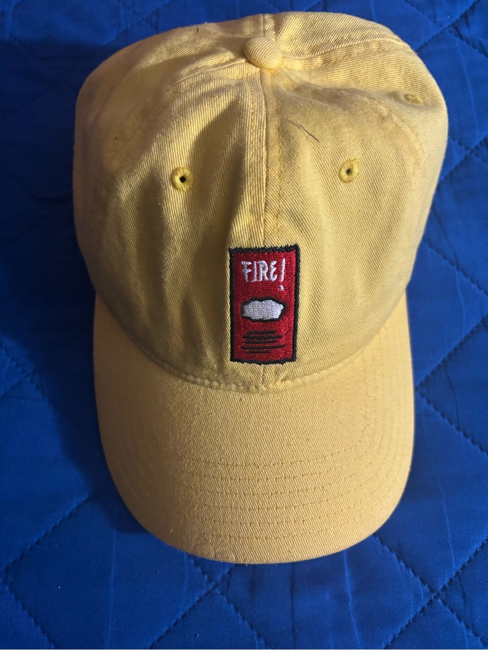 Yellow Kids Baseball Cap with Fire Patch